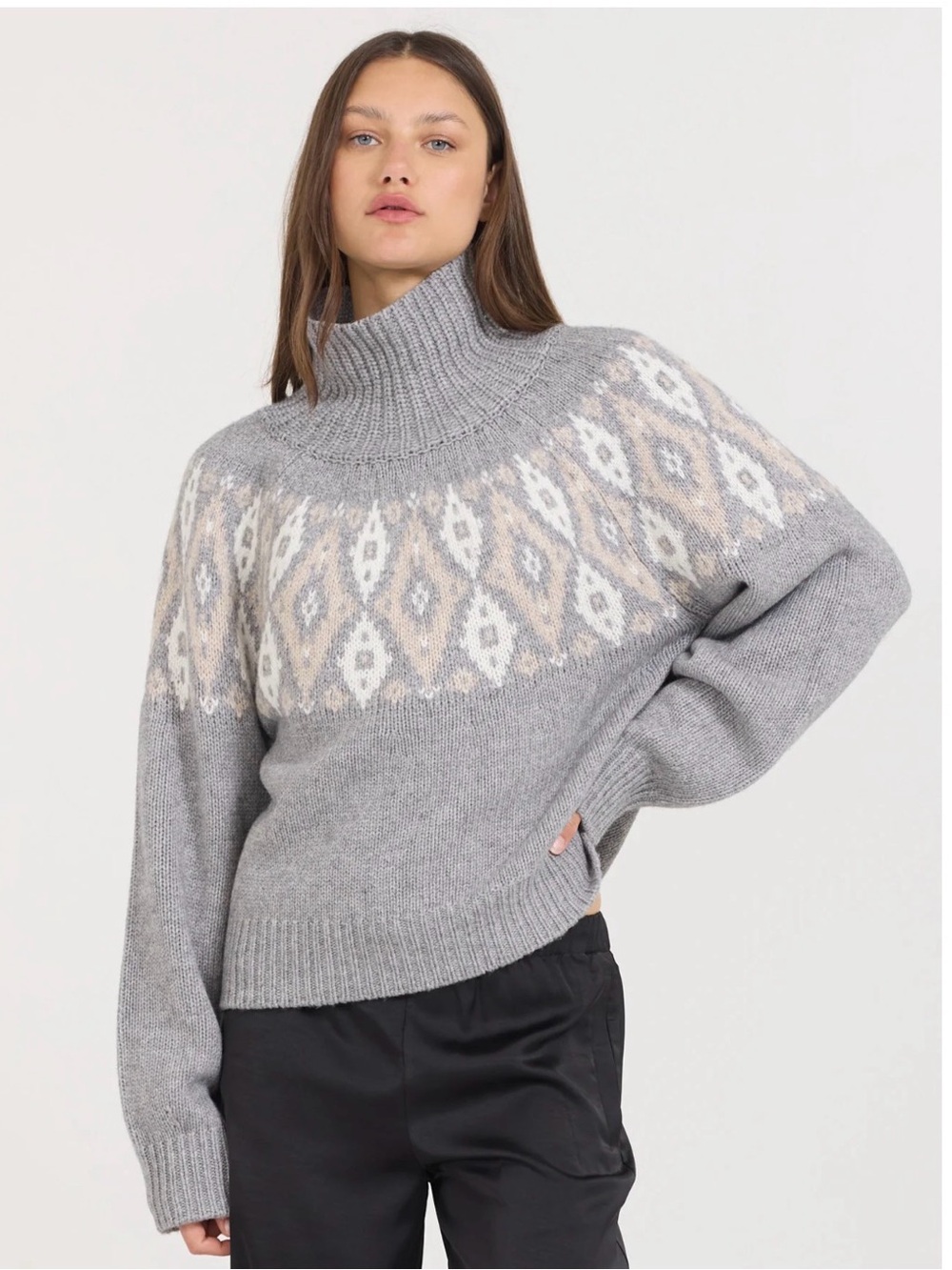NWT One Grey Day Marlow Turtleneck Wool/Cashmere Oversized-Small